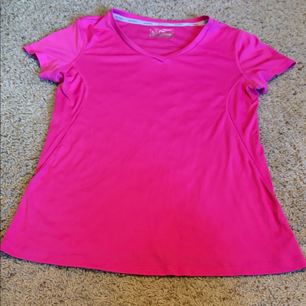 Jockey Hot Pink V-Neck Short Sleeve Performance Tee Size Medium